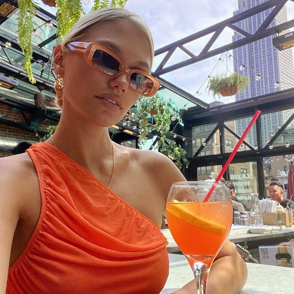 LIONESS Asymmetric Goddess Crop Top Orange